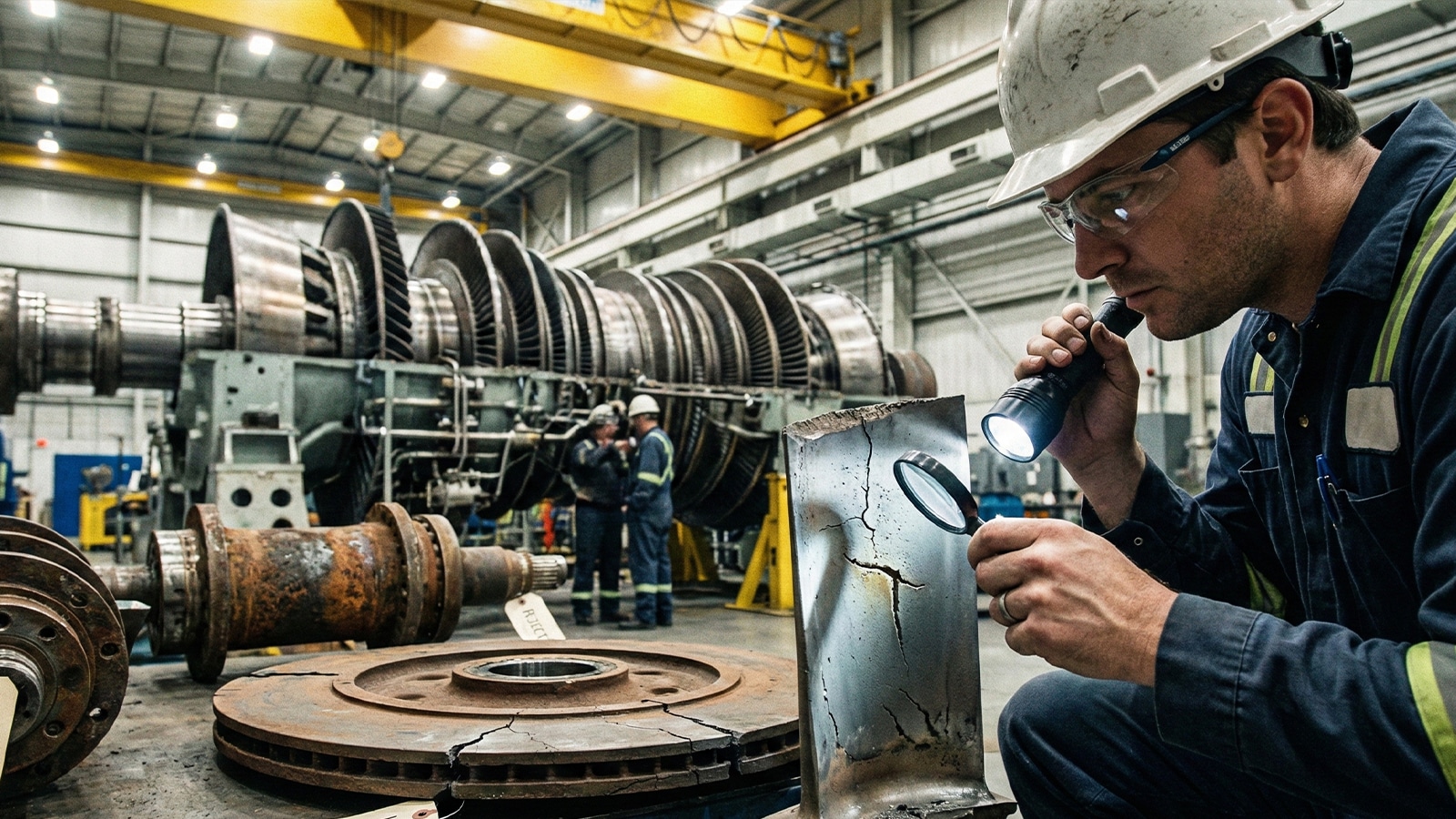 Gas turbine component inspection in industrial facility